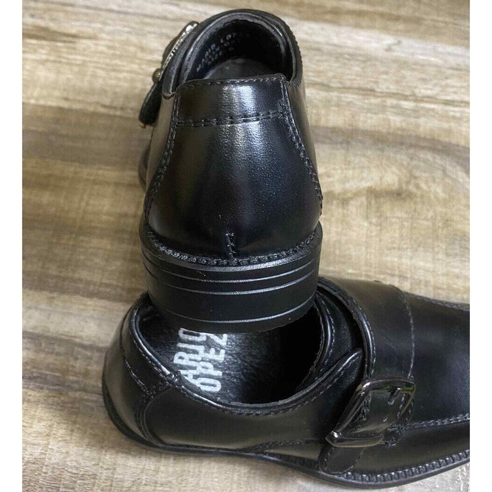 Mario Lopez Boys Toddler Baby Dress Shoes Shiny Black Formal Loafers sz 6T - Picture 4 of 7